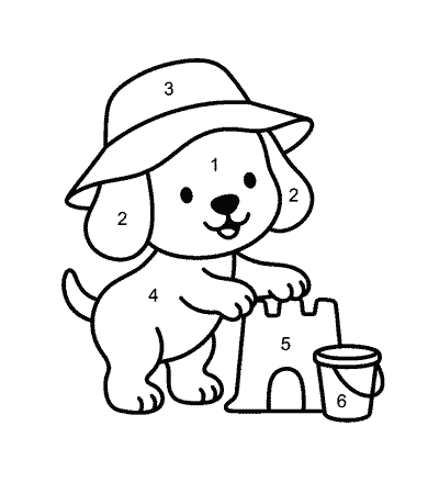 Playful Puppy Building a Sandcastle